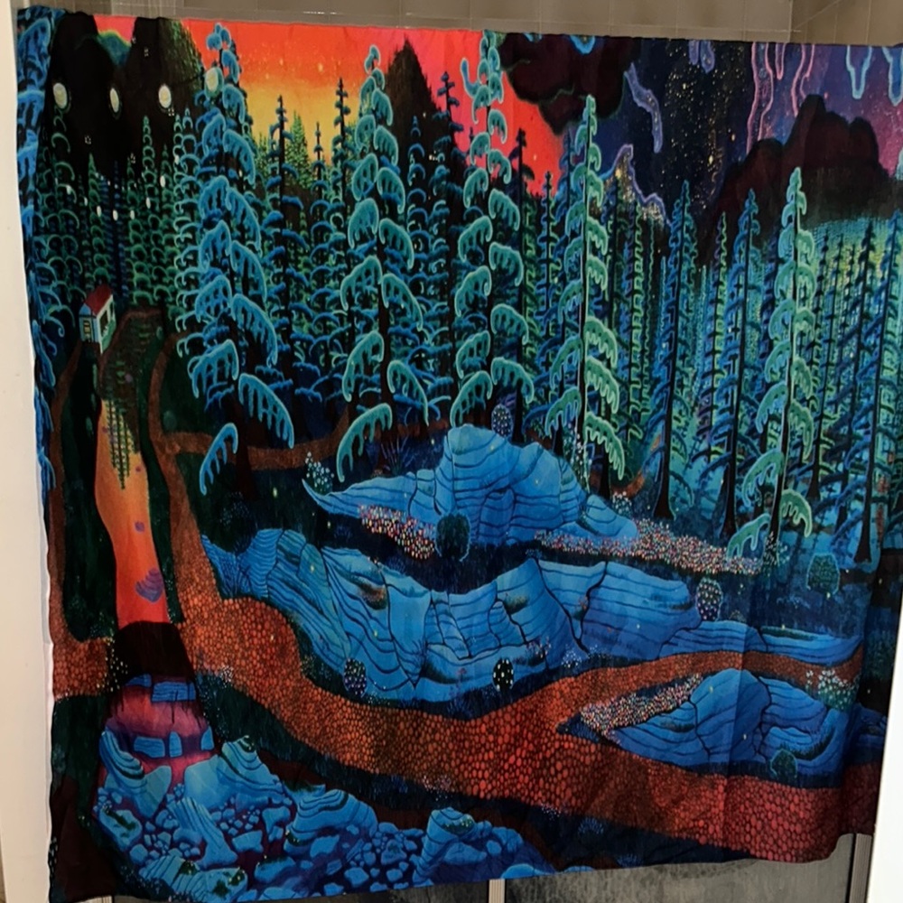 Vibrant Forest Shower Curtain Autistic Artist Art Tapestry Wall Decor NEW